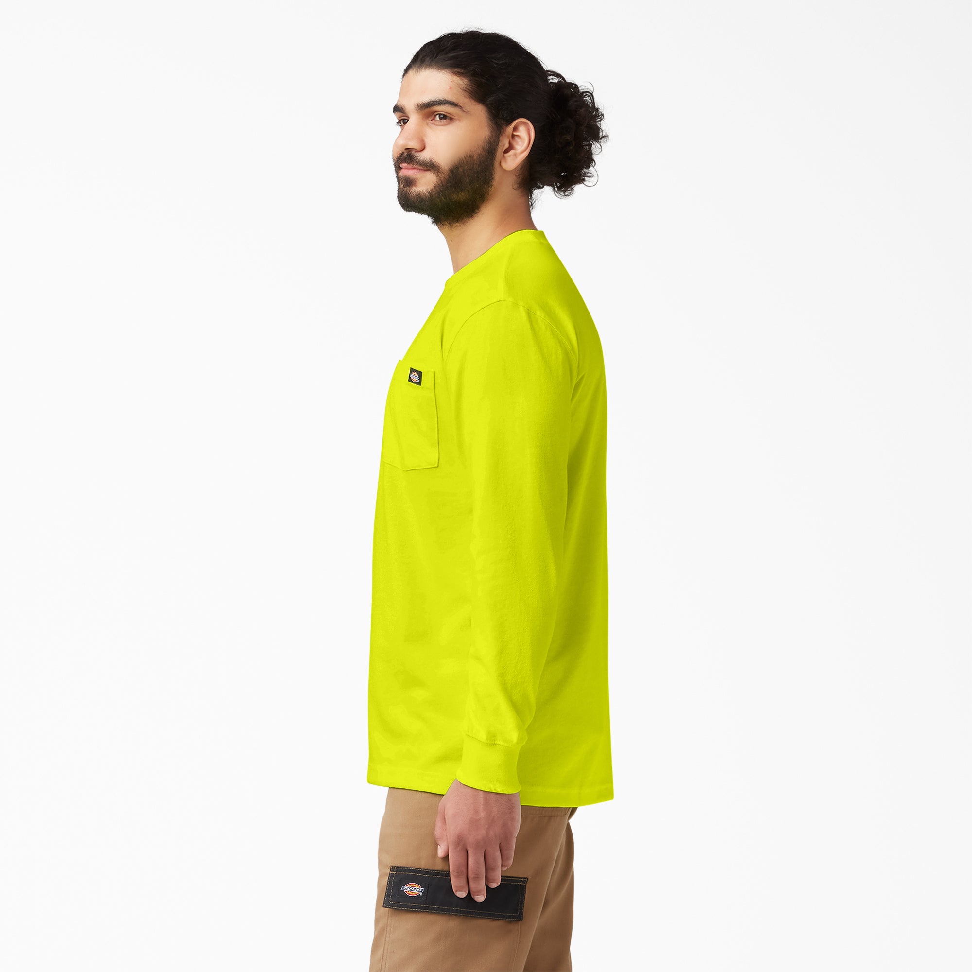 Heavyweight Neon Long Sleeve Pocket T-Shirt - 图片 3