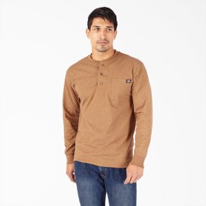 Heavyweight Heathered Long Sleeve Henley T-Shirt