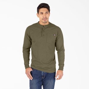 Heavyweight Heathered Long Sleeve Henley T-Shirt